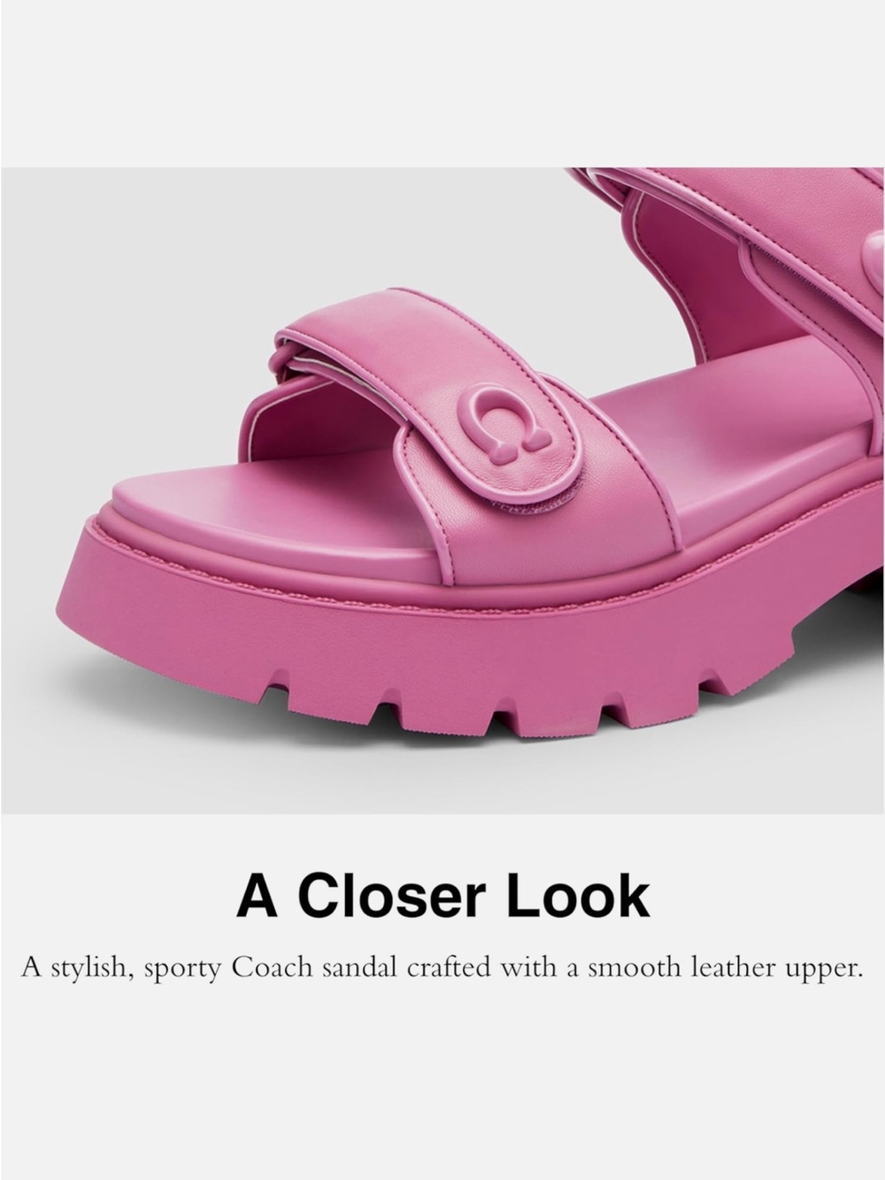COACH Women's Pink Berry Brynn Double-Band Sporty Lug-SoleChunky Platform Sandal - Picture 4 of 16